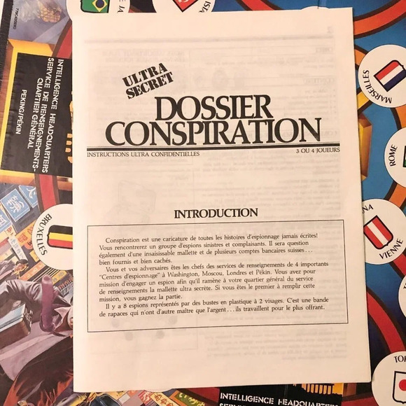 Vintage 1983 Conspiracy Board Game Milton Bradley Fr and Eng Missing Bank  Books - Picture 14 of 16